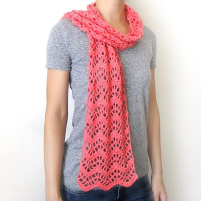 Lacy Chevron Crochet Scarf Pattern by Crochet Spot Patterns