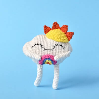 Rainbow Cloud Amigurumi Free Crochet Pattern by Tiny Curl