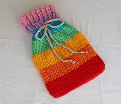 Rainbow Crochet Hot Water Bottle Cover Pattern by Studio Sunshine