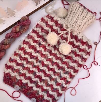 Snow Fall Hot Water Bottle Cover Crochet Pattern by Sew Happy Creative