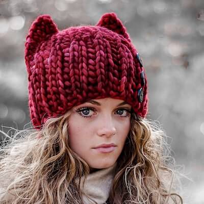 Super Bulky Crochet Cat Ear Beanie Pattern by Two Girls Patterns