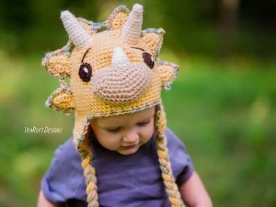 Tops, The Triceratops Dinosaur Hat Crochet Pattern by Ira Rott Patterns