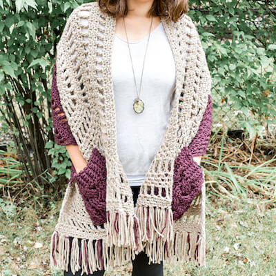 Tri Pocketed Shawl Crochet Pattern by A Purpose And A Stitch