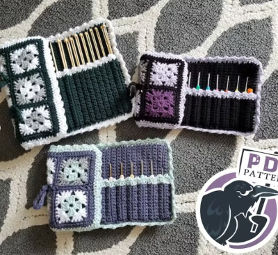 Around The Square Hook Case Crochet Pattern by Ravin Sekai Designs