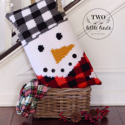 Crochet Snowman Pillow Pattern by TLB Patterns