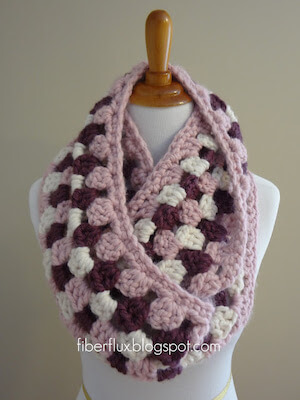 Cherries In Bloom Infinity Scarf Crochet Pattern by Fiber Flux