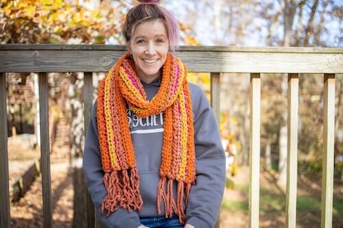 Chunky Crochet Colorful Scarf Pattern by Pink Sheep Design