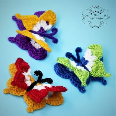 Crochet 3D Butterfly Applique Pattern by The Easy Design