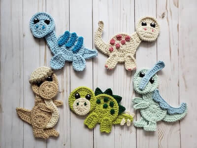 Crochet Baby Dinosaurs Applique Pattern by The Yarn Conspiracy