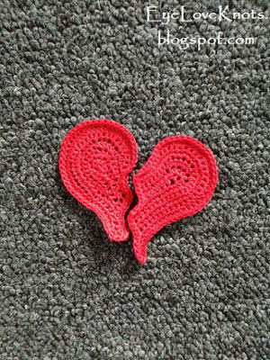 Crochet Broken Heart Applique Pattern by Eye Love Knots