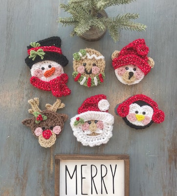 Crochet Christmas Applique Pattern by Nella's Cottage