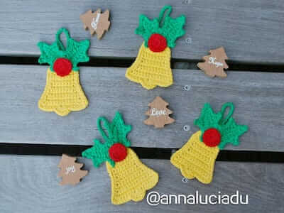 Crochet Christmas Applique Bell Pattern by Emma Crochet Design 4 U