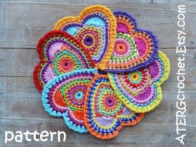 Crochet Color Burst Heart Pattern by ATERG Crochet