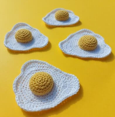 Crochet Fried Egg Pattern by Many Evenings