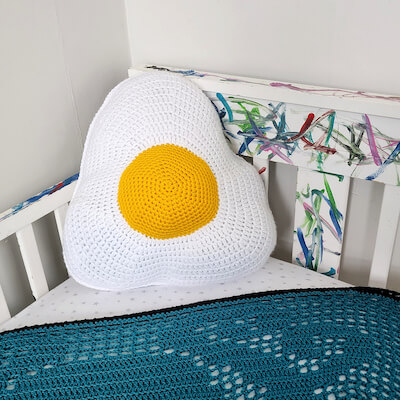 Crochet Fried Egg Pillow Pattern by Jessica Ryan