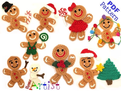 Crochet Gingerbread Applique Pattern by Home Artist