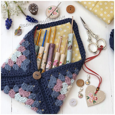 Crochet Granny Square Notions Pouch Pattern by Sew Happy Creative