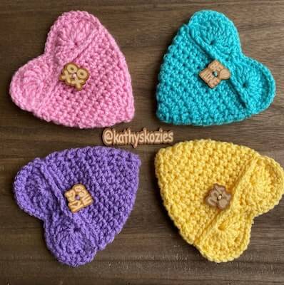 Tapestry Crochet Hearts Zipper Bag/ Crochet Pouch / Crochet 