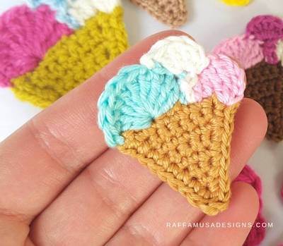 Crochet Ice Cream Applique Pattern by Raffamusa Designs