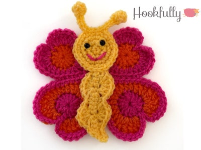 Crochet Large Butterfly Applique Pattern by Hookfully