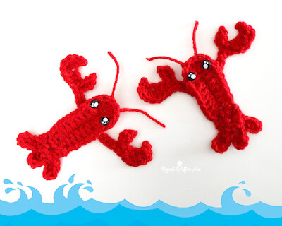Crochet Lobster Applique Pattern by Repeat Crafter Me
