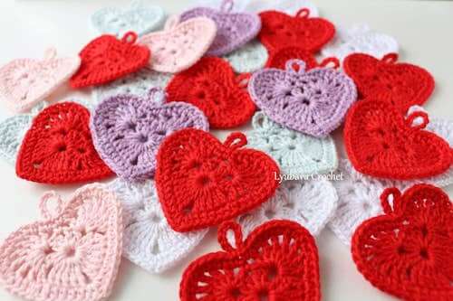 Crochet Mini Heart Applique Pattern by Milimagfa Shop