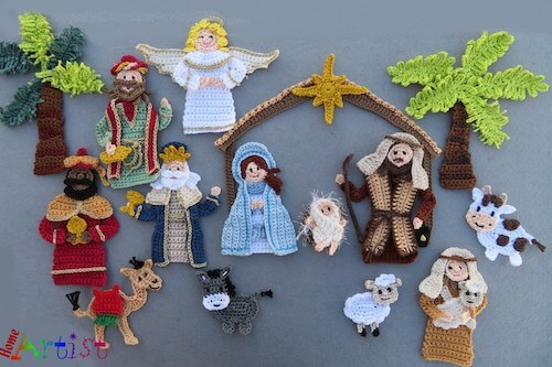 Crochet Nativity Scene Applique Pattern by Home Artist
