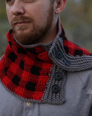 Crochet Plaid Mens Cowl Pattern by Winding Road Crochet