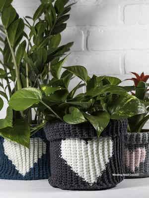Crochet Plant Basket Pattern by Winding Road Crochet