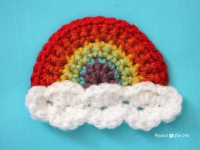 Crochet Rainbow Applique Pattern by Repeat Crafter Me