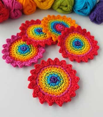 Crochet Rainbow Flowers Applique by Annie Design Crochet