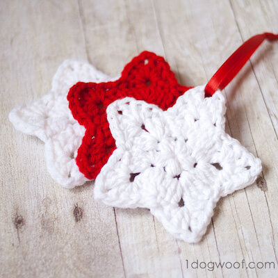 Crochet Star Ornament Pattern by One Dog Woof