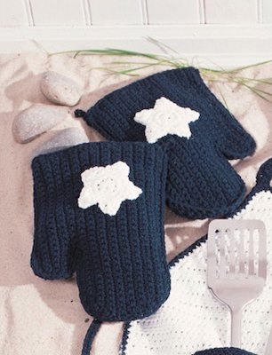 Star Crochet Oven Mitts Pattern by Lily Sugar 'n Cream