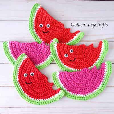 Crochet Watermelon Applique Pattern by Golden Lucy Crafts