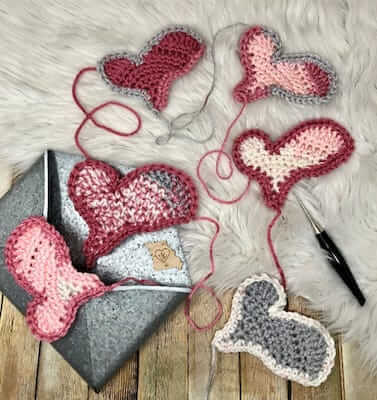 Crochet Wonky Heart Applique Pattern by TL Dot Crochet
