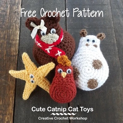 Cute Catnip Cat Toys Free Crochet Pattern by Creative Crochet Workshop