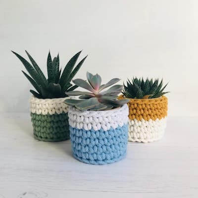Easy Crochet Plant Pot Cover Pattern by Pixies Magic Hook
