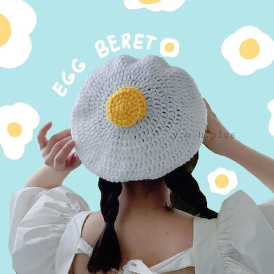 Beret Sunny Side Up Egg Crochet Pattern by Quincy Maranan