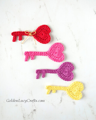 Key To My Heart Applique Crochet Pattern by Golden Lucy Crafts