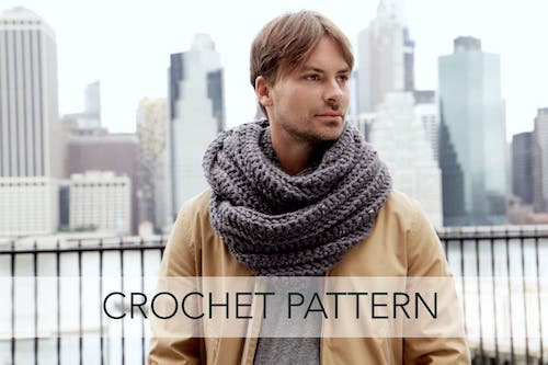 Mens Herringbone Crochet Cowl Pattern by Two Of Wands Shop