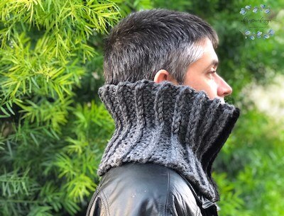Mens Ribbed Crochet Cowl Pattern by Christa Co Design
