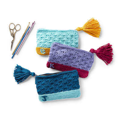 Monogram Crochet Pouch Pattern by Yarnspirations