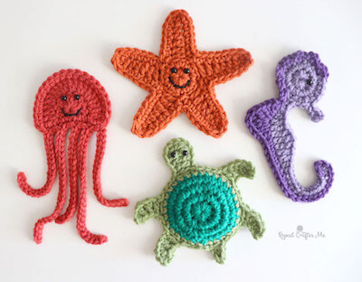Ocean Friends Crochet Applique Pattern by Repeat Crafter Me