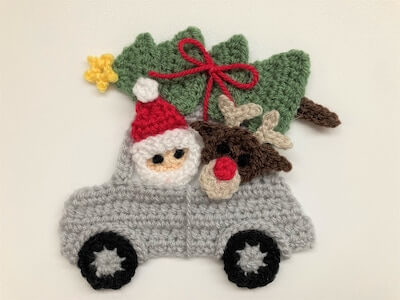 Santa's Got His Tree Crochet Applique Pattern by Wilky Wooly Designs