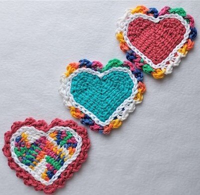 Tunisian Crochet Heart Applique Pattern by Cheryl Dee Crochet