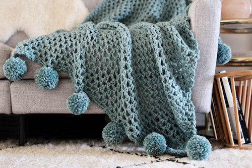 Celestial Moms Throw Pom Pom Crochet Blanket Pattern by Two Of Wands