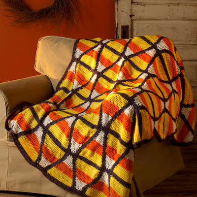 Crochet Candy Corn Throw Pattern by Red Heart