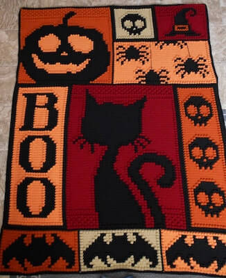 Crochet Halloween Blanket Pattern by Color And Shape Design
