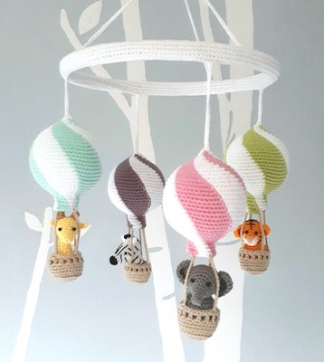 Crochet Hot Air Balloon Baby Mobile Pattern by Birds And Crickets
