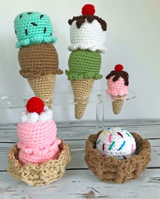 Crochet Ice Cream Amigurumi Pattern by Green Fox Farms Designs